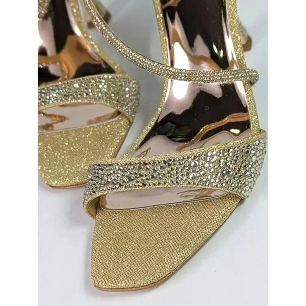 Badgley Mischka Sally Women's Rhinestone Satin Heel Sandals Size 9.5 (MSRP $235)
